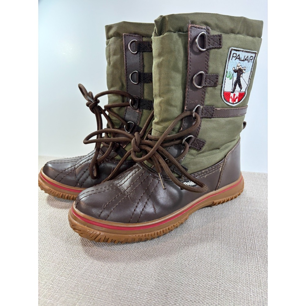 Pajar Canada Women's Fur Lined Green Brown Snow Boots Size 5.5